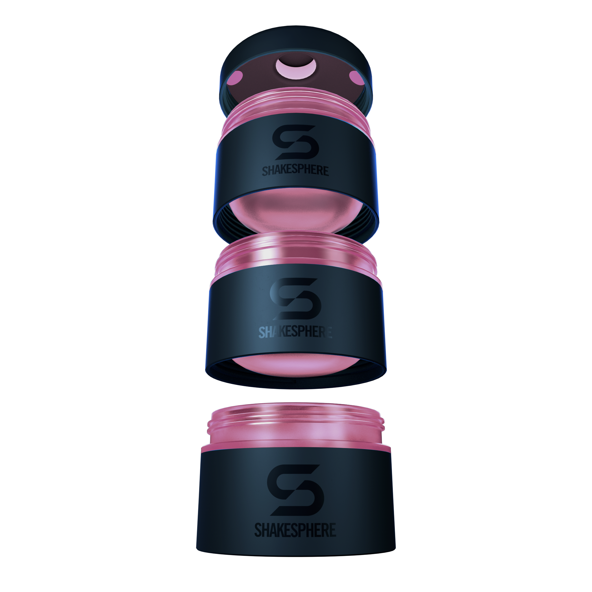 ShakeSphere 三合一營養品分裝盒 迷霧黑 透明粉色隔層85g / 3oz